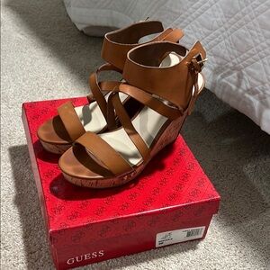 Guess Tan Wedge Sandals
